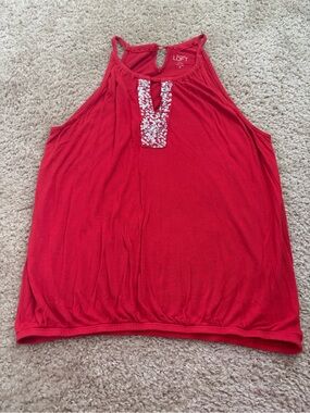 Ann Taylor LOFT Petite Red Sequin Tank Top